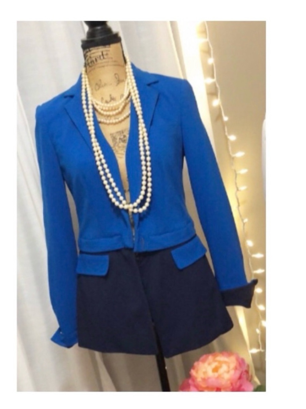 ETCETERA by Carlisle NEW YORK • Blue & Black Blazer Jacket • Zipper Detail - Picture 1 of 17